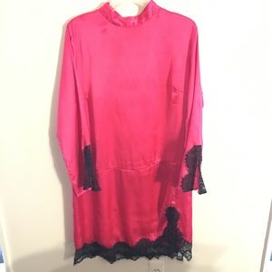 ASOS Hot Pink Black Laced Dress